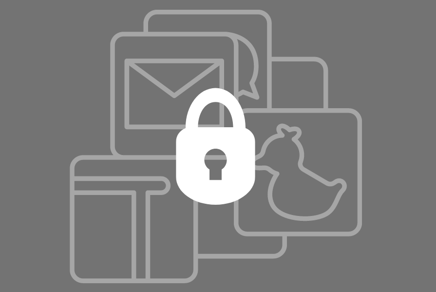Gray background with applicaitons icons covered by a lock